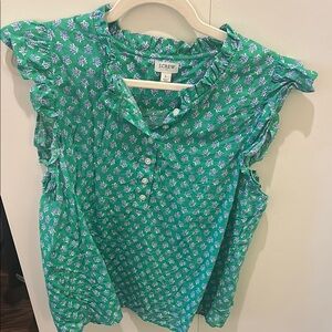 JCrew Ruffle Shoulder Top